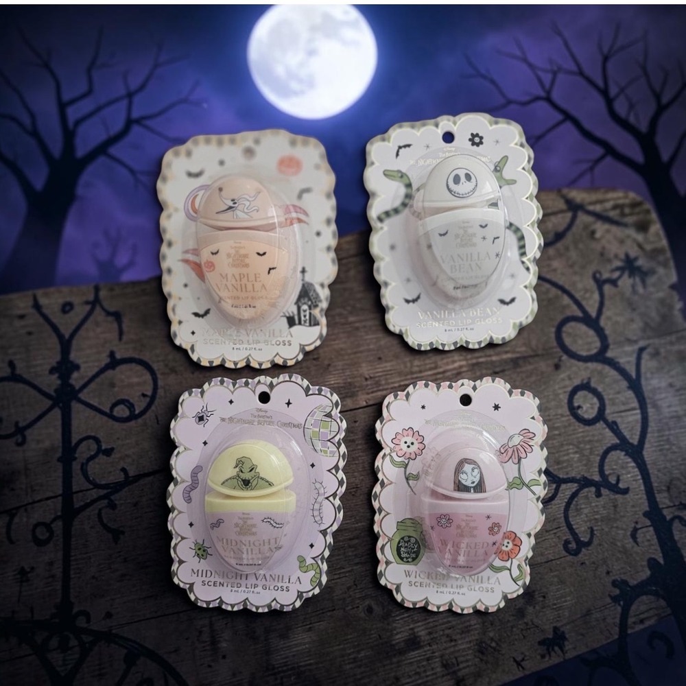 Disney Nightmare Before Christmas Scented Lip Gloss Set Jack Sally Oogie Zero